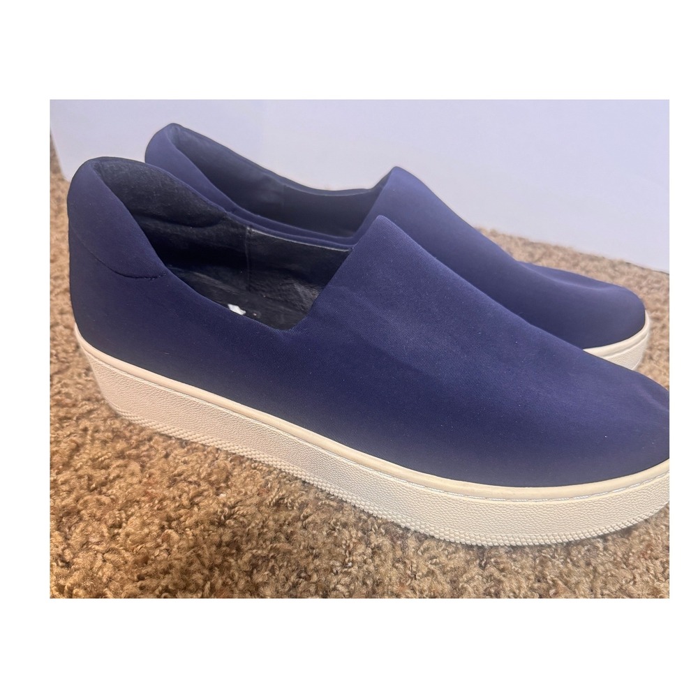 J Slides Navy Blue Slip On Platform Sneakers Womens Size 10 Textile Low Top